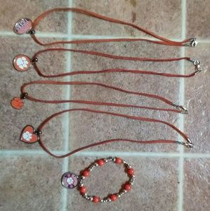 Clemson necklaces and bracelet